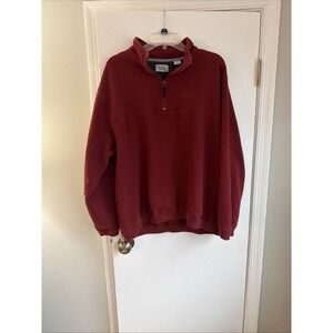 Izod Men's Red Pullover Sweatshirt Quarter Zip Closure, Stand Up Collar